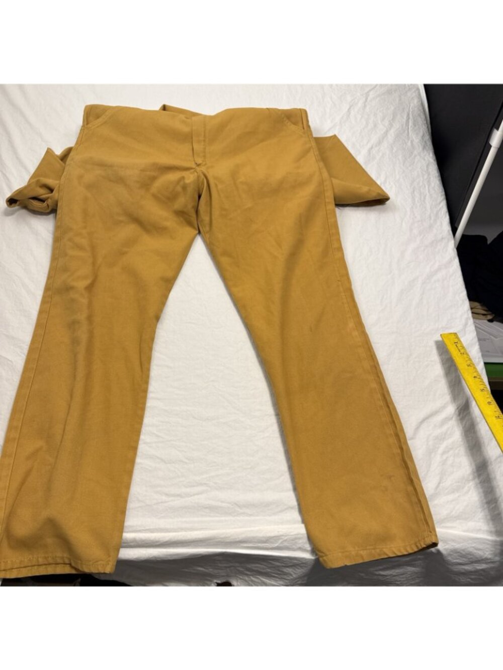 Vtg USA Women’s Mustard  Yellow Cotton Twill Artist Gardener  Jumpsuit W32" L29" - Picture 5 of 9